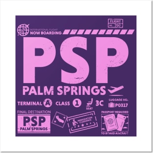 Vintage Palm Springs PSP Airport Code Travel Day Retro Travel Tag California Posters and Art